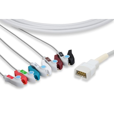 MEK Compatible Direct-Connect ECG Cable - 5 Leads Pinch/Grabber